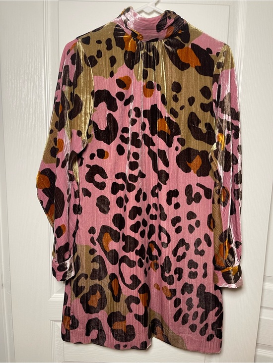 Anthropologie Dresses & Skirts - Anthropologie Eleanor Velvet Tunic Dress Animal Print Size 6